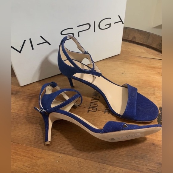 Via Spiga NIB Leesa Lapis Leather Suede Crisscross Ankle Open Toe Party Heels 8M - Picture 17 of 17